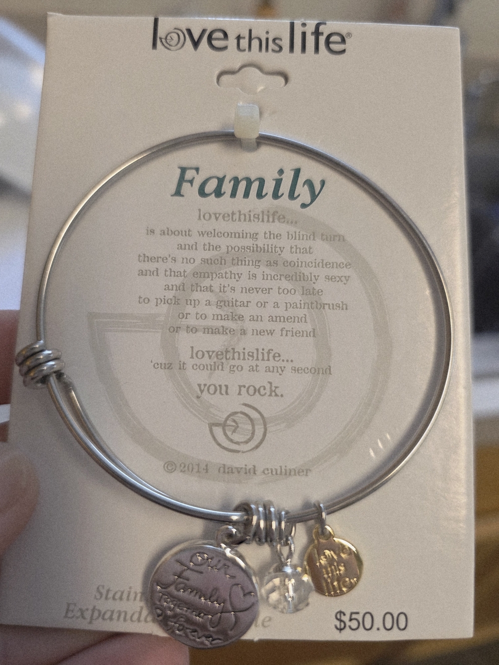 Love This Life "Family" Silver Charm Bracelet